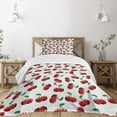 thumbnail image 3 of Ambesonne Fruits Quilted Bedspread Set 2 Pcs, Vibrant Cherries Summer, Twin Size, Hunter Green Coconut, 3 of 6