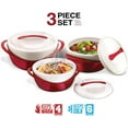 thumbnail image 4 of Pinnacle Thermoware 3-Pc Insulated Bowl with Lid Casserole Dish Set, Red, 4 of 5