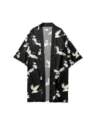 Mortilo Fashion Men's Kimono Cardigan Oversize Shirts Printed Shirt, Size: 2XL, White
