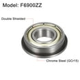 thumbnail image 2 of Uxcell F6900-ZZ Flange Ball Bearing 10x22x6mm Double Shielded Chrome Steel Bearings 4 Pack, 2 of 5