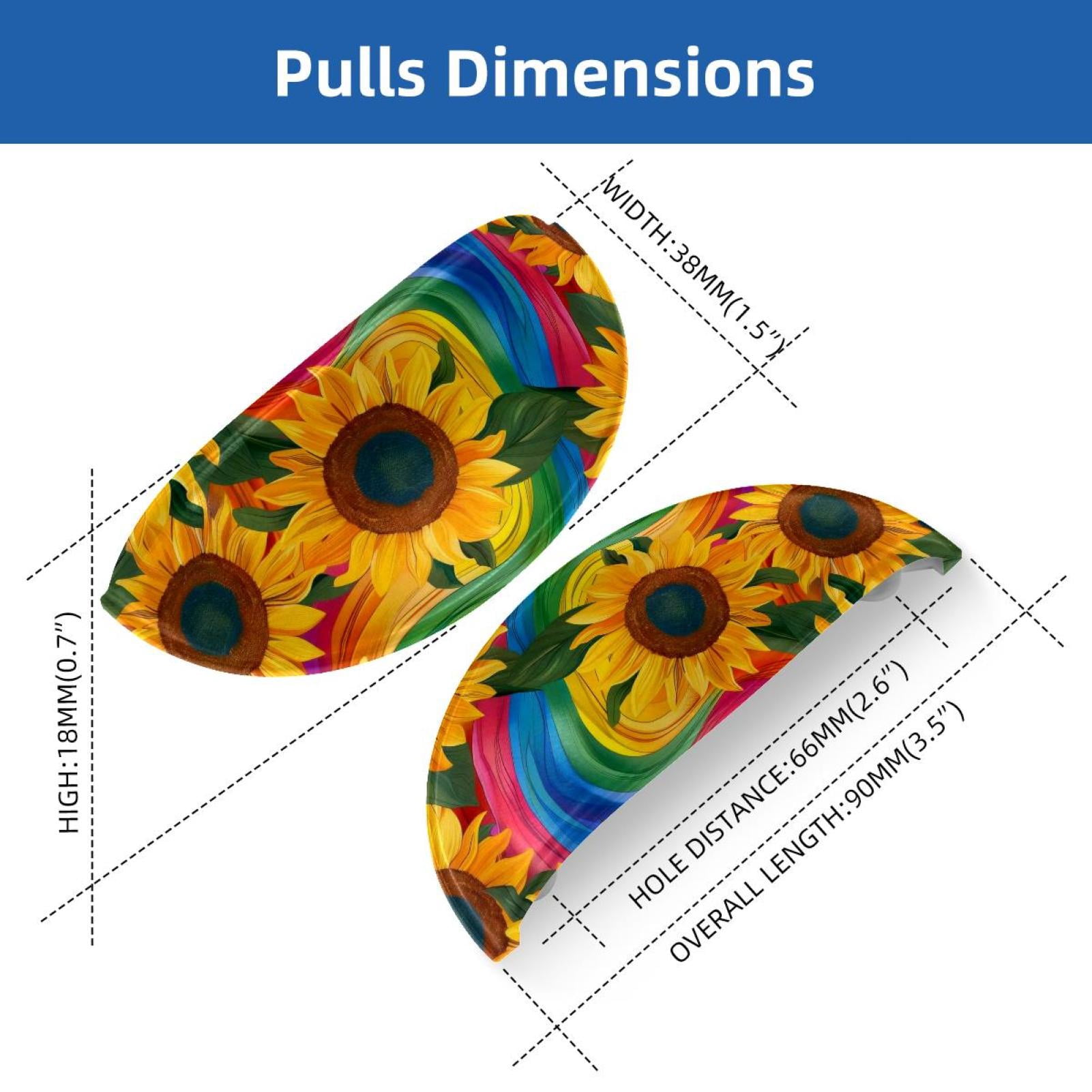 PhooArto 6 Pcs Cup Drawer Pulls, Sunflower Rainbow Pattern Shell Shape Handles Cabinet Knobs for Dresser Cupboard Closet Wardrobe with Screws