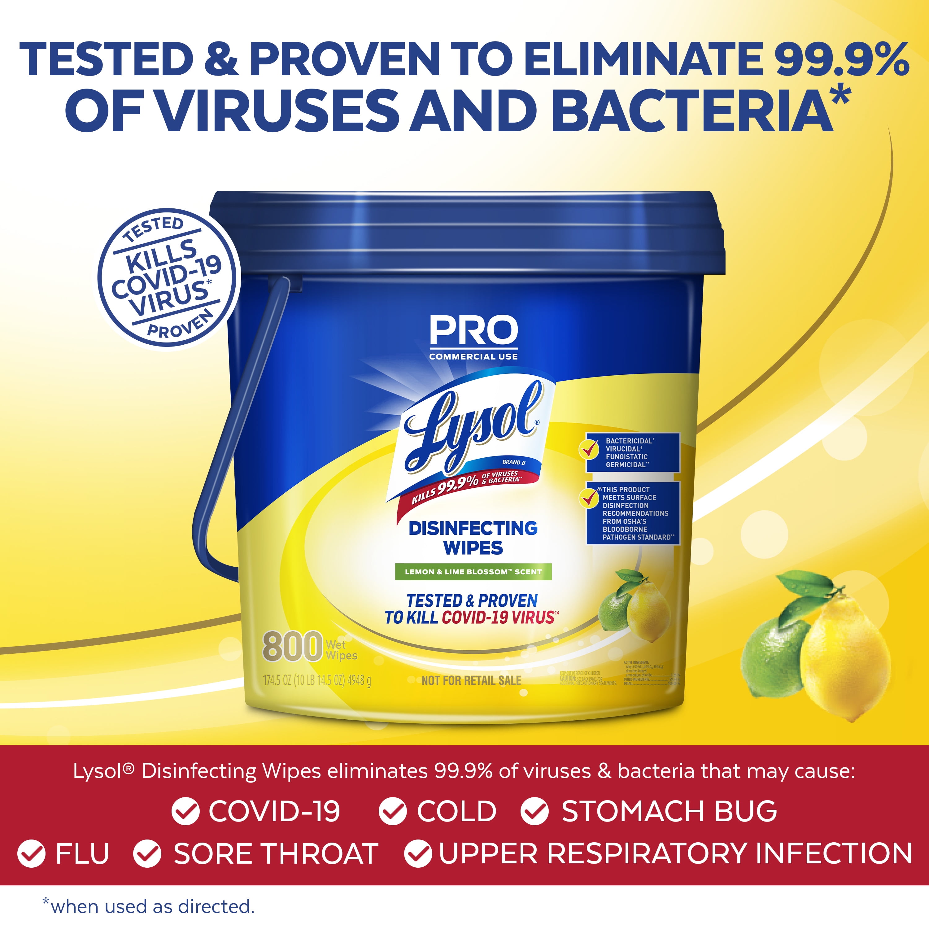Lysol Wipes Lemon & Lime Blossom® Bucket 2/800 ct.​