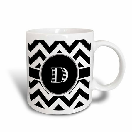 

3dRose Black and white chevron monogram initial D - Ceramic Mug 15-ounce
