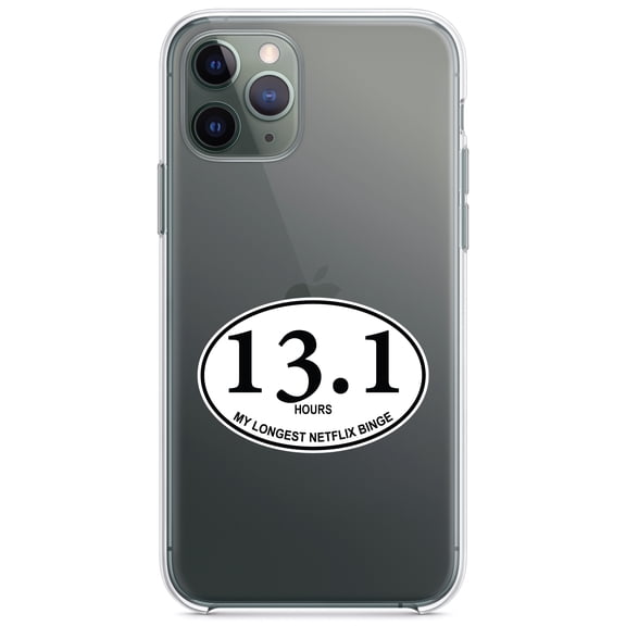 DistinctInk Clear Shockproof Hybrid Case for iPhone 13 (6.1" Screen) - TPU Bumper Acrylic Back Tempered Glass Screen Protector - 13.1 - Hours - Longest TV Binge