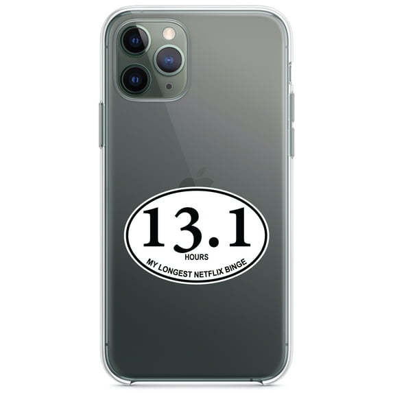 DistinctInk Clear Shockproof Hybrid Case for iPhone 11 (6.1" Screen) - TPU Bumper Acrylic Back Tempered Glass Screen Protector - 13.1 - Hours - Longest TV Binge