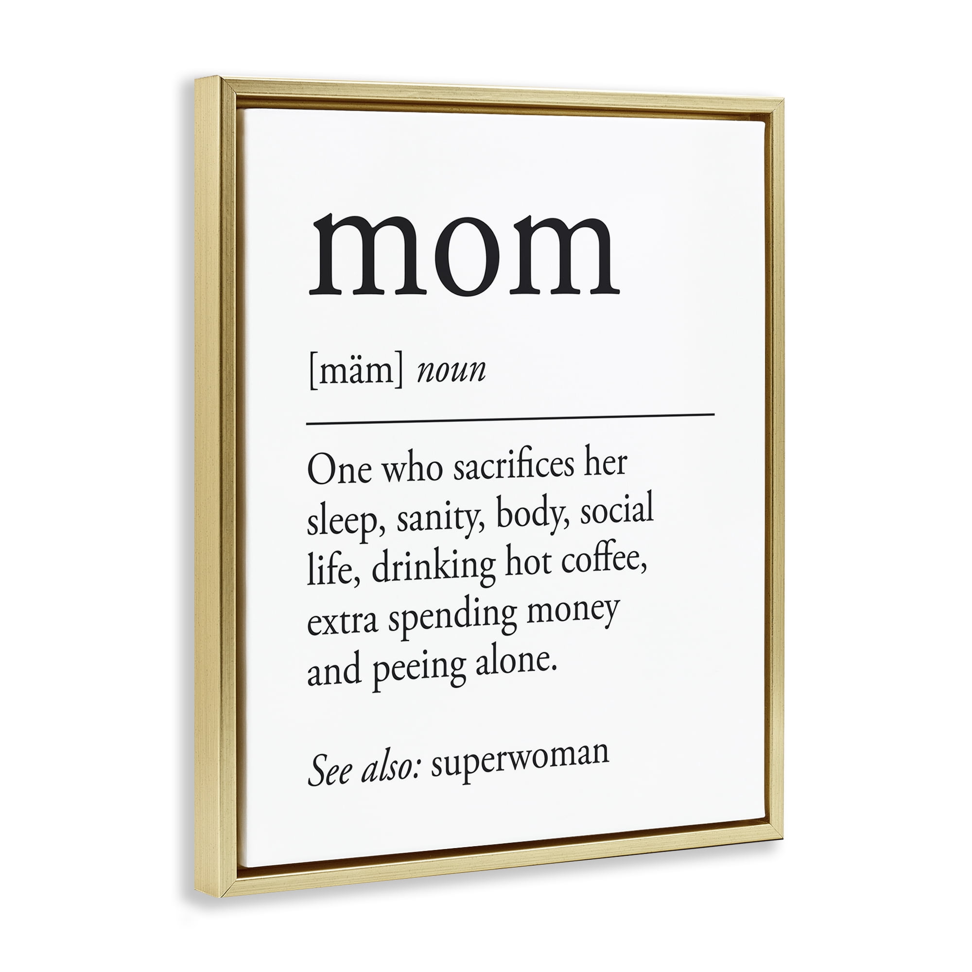 Stupell Industries Mom Definition Sentiment Typography Painting Gold Floater Framed Art Print Wall Art, 25 x 31