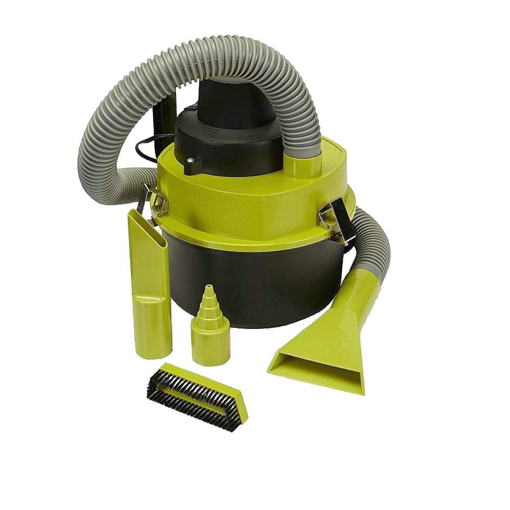 Green & Black SHINE Wet & Dry AUTO Vacuum Cleaner 12 V DC Power Plug Suitable for CAR Boat & Light Weight 25.8 x 22 x 22 cm 