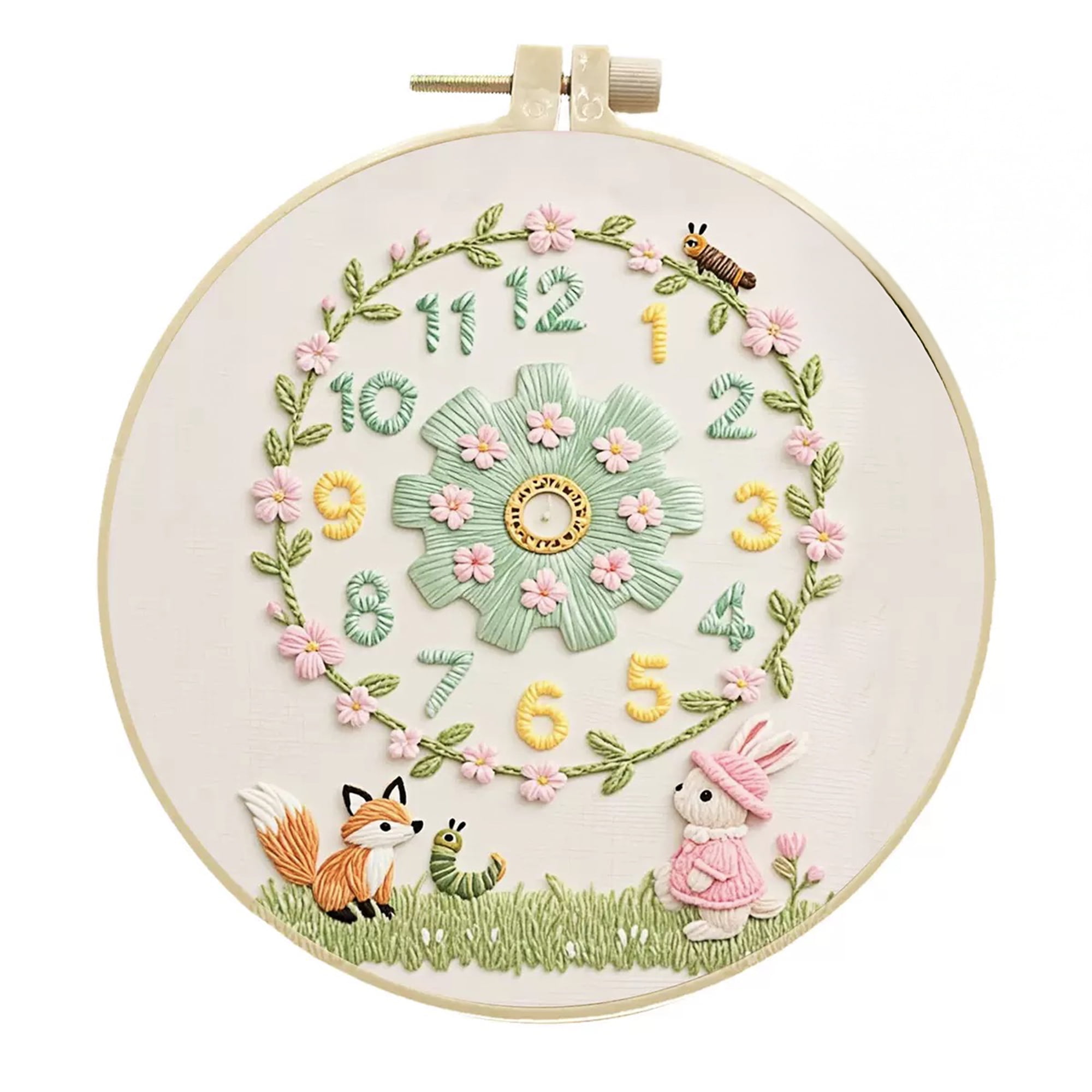 4 Pack Clock Embroidery Kits for Beginners Cute Clock Pattern Hand Embroidery Starter Kit with Hoop Threads and Tools