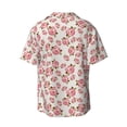 thumbnail image 4 of Goofa Rose Flowers Printed Men's Casual Short-sleeved Shirt,Lightweight Breathable Button-down,Summer Casual men's top,Versatile Fashion shirt-Medium, 4 of 7