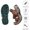 thumbnail image 4 of OutPro Men's Leather Sandals Hiking Outdoor Water Beach Sports Mens Sandals Fishermen for Summer Open Toe Adjustable Straps Dark Brown, 4 of 8