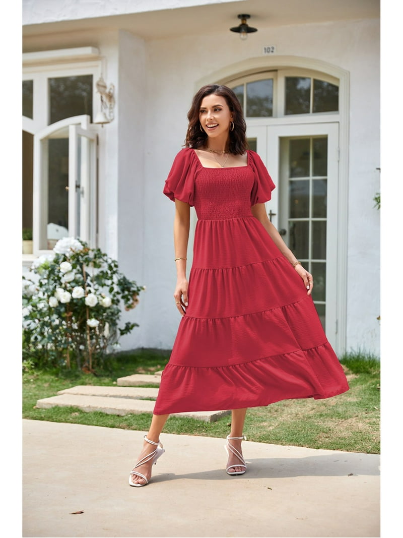 high waist square neck midi dress Angelina High Waist Square Neck Midi Dress – ANMY BUI