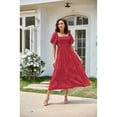 thumbnail image 2 of Anbech Women's Puff Short Sleeve Midi Dress 2024 Summer Square Neck Smocked Tiered High Waist Dress, 2 of 5