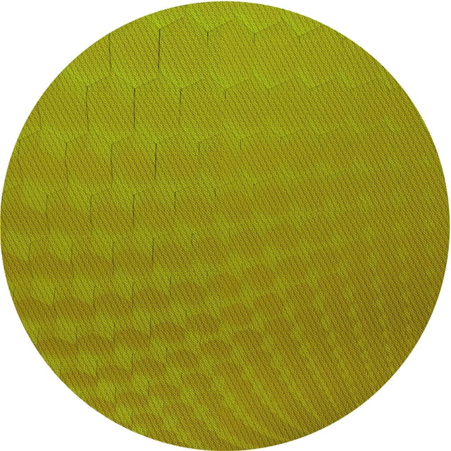 Ahgly Company Machine Washable Indoor Round Transitional Dark Yellow Green Area Rugs, 8' Round