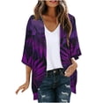 thumbnail image 2 of Idoravan Womens Cardigans Dressy Casual Lightweight Women's Cardigan Casual Leaf Print Overcoat Spring Summer Flower Printed Top, 2 of 5