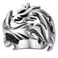 thumbnail image 3 of Mens Vintage Dragon Ring Silver Plated Zodiac Jewelry Retro Style Gift for Anniversary Ideal Keepsake Accessory, 3 of 5
