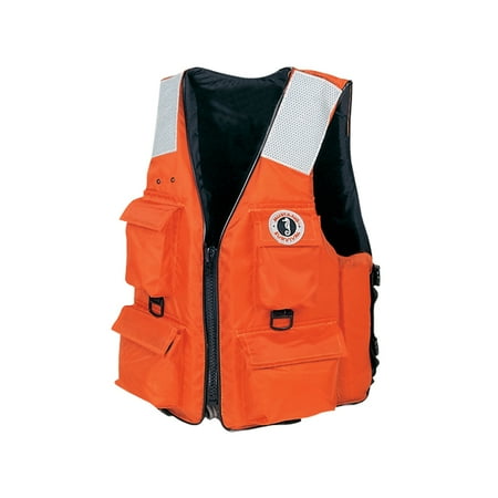 UPC: 0062533215146 | Mustang 4-Pocket Flotation Vest – Orange – XL