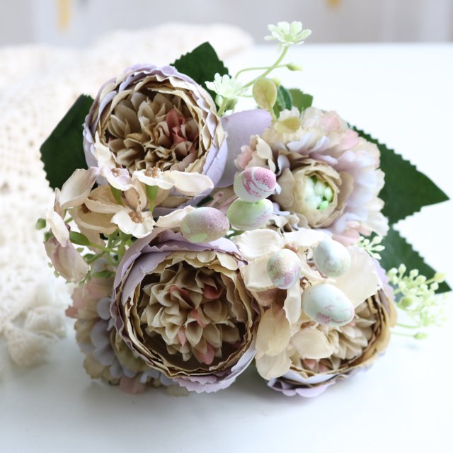ramos de flores artificiales, hortensias, peonías, bayas, combinación, decoración para bodas y el hogar, flores falsas