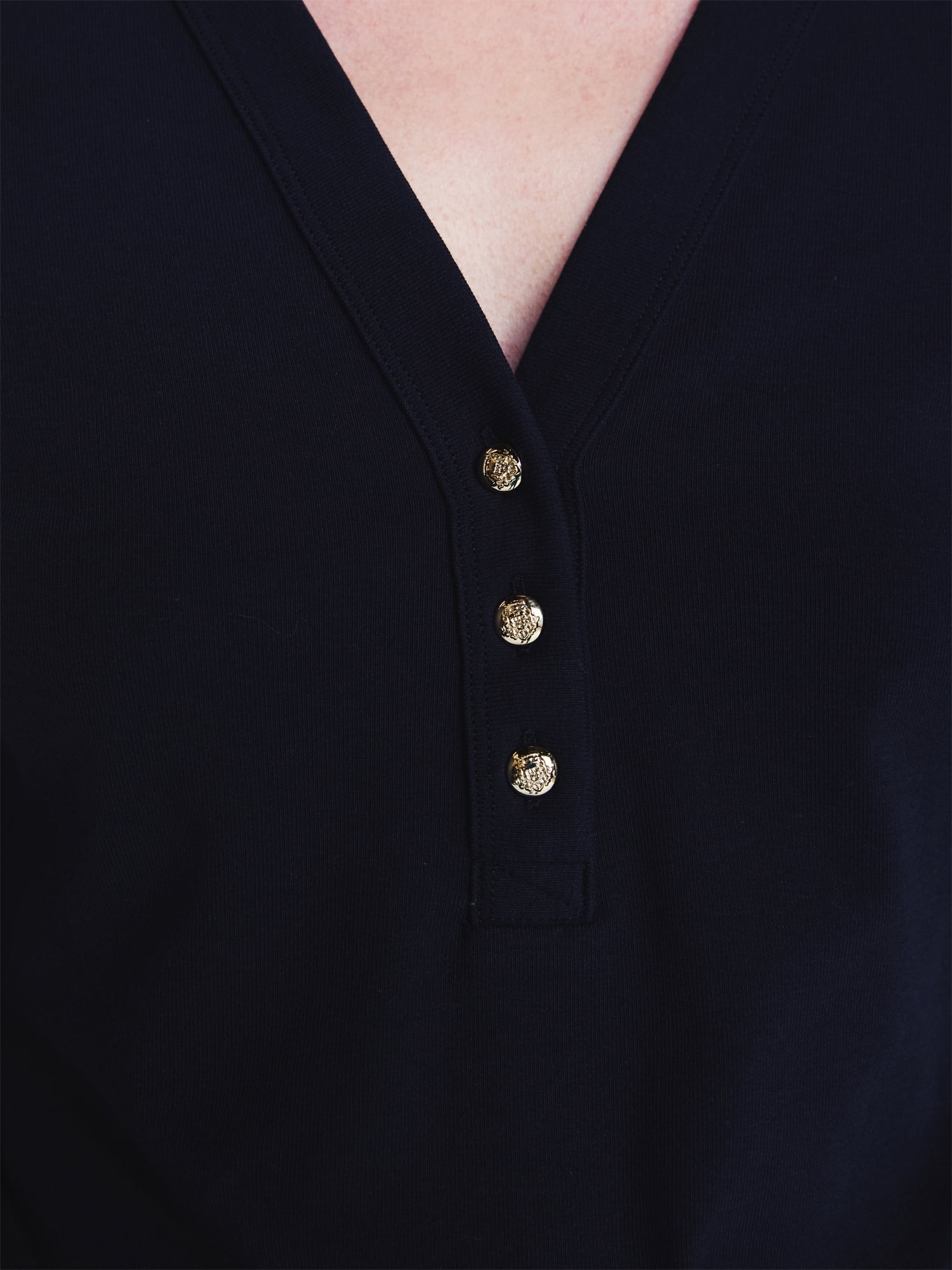 Free Assembly Women's V-Neck Henley with Long Sleeves, Sizes XS-XXL