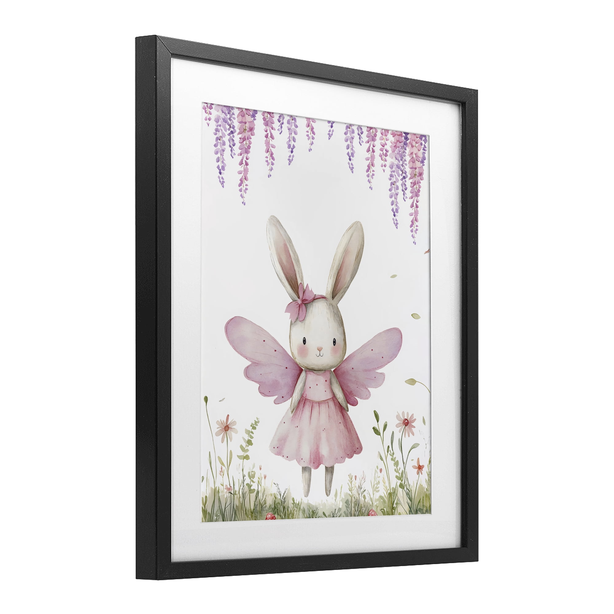 Stupell Industries Woodland Bunny Forest Fairy Black Framed Print Under Glass, design by LSR Design Studio