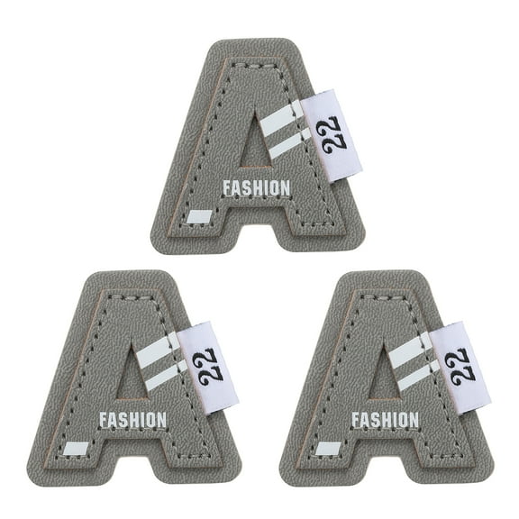 Letter Patch Iron on Alphabet A Patches Embroidered Sew on for Clothes Jacket Jeans Craft 2 x 2 Inch Grey 3pcs
