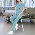 thumbnail image 3 of Conjunto de Exfoliación Salvador Uniforme de Enfermería Pantalones Deportivos Azul Claro M, 3 of 5