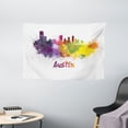 thumbnail image 1 of Austin Tapestry, Texas Capital Skyline in Watercolor Splatters with Clipping Path White Outlined, Wall Hanging for Bedroom Living Room Dorm Decor, 60"W X 40"L,Multicolor, by Ambesonne, 1 of 2
