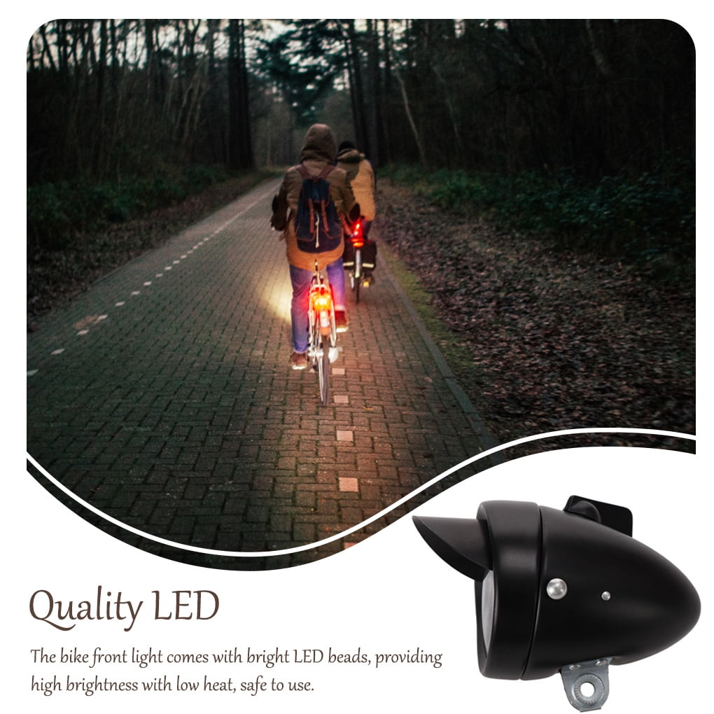 Mmirethe Vintage Led Bicycle Headlight Road High Lumen Cycling Head Light Night Safety Battery Operated Lamp Equipment Biking Parts 200lm Black Withou