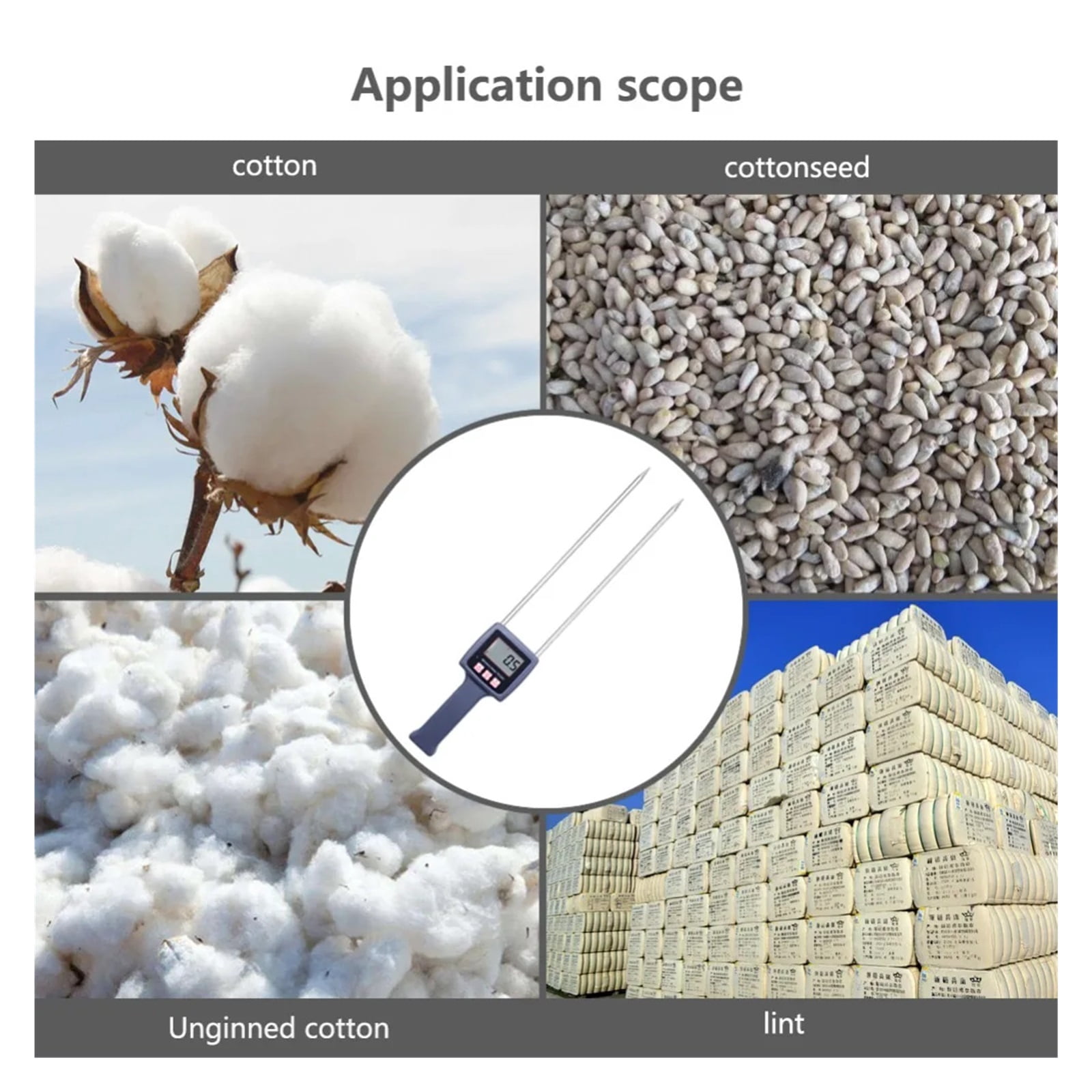 Professional 7-40% TK100C Digital Cotton Seed-cotton Moisture Meter Digital Tester Hygrometer Humidity Tool