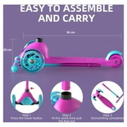 XJD 3 Wheel Kick Scooter for Kids 2-5 Years Max Weight 20KG/44LB, Toddler Scooter with Adjustable Height Light up LED Wheels, Best Gift for Boys Girls Outdoor Activities, Purple