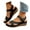 Black, variant on Womens Wedge Sandals Elastic Ankle Strap Slip on Shoes Open Toe Comfortable Walking Flats Multicolour 7.5