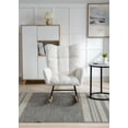 thumbnail image 5 of Modern Teddy Velvet Nursery Rocking Chair with Metal Frame, High Back Leisure Armchair with Wooden Curved Legs, Wingback Glider Rocker Chair for Living Room, Bedroom, Balcony, White, 5 of 9
