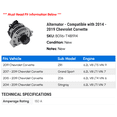 thumbnail image 2 of Alternator - Compatible with 2014 - 2019 Chevy Corvette 2015 2016 2017 2018, 2 of 2