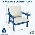 thumbnail image 4 of FOOWIN 4-Piece Patio Furniture Set, HDPE Outdoor Conversation Set with 4 Seating & Cushions, Perfect Patio Sofa Set for Garden, Porch, Backyard, Navy Frame with Beige Cushion, 4 of 7