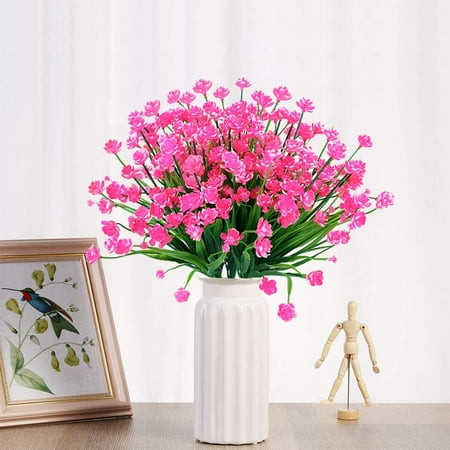8 Bundles Outdoor Artificial Fake Flowers UV Resistant ...