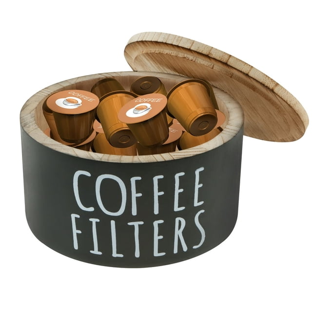 EIGTHTAIL Coffee Filter Holder Wooden Coffee Filter Storage Container with Lid Multipurpose Coffee Filter Dispenser Sturdy Coffee Pod Organizer Coffee Filter Basket for Bar Counter Coffee