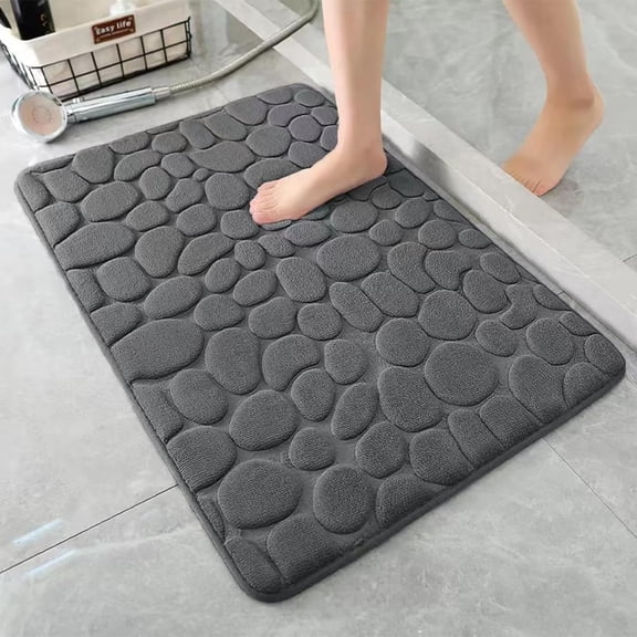 Memory Foam Bath Mat 16''x24'' Cobblestone Bath Mats Super Absorbent Non-Slip Machine Washable Bathroom Mat
