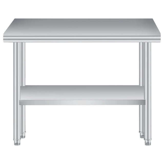 Table de Préparation de Cuisine Extérieure en Acier Inoxydable Robuste – Table de Travail Commerciale avec Tablette Inférieure Réglable, Dosseret, Résistante à la Rouille, Certifiée NSF, Station de Préparation des Aliments pour Restaurant, Patio, BBQ