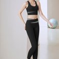thumbnail image 2 of Stitched Contrast Women Quick-Drying Fitness Set Running Sports Yoga Suit, 2 of 8
