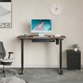 thumbnail image 3 of Fenge Height Adjustable Electric Standing Desk with Drawer and Headset Hook Sit Stand Up Computer Desk Leaf Shaped Home Office Table Black and Brown Top, 3 of 6
