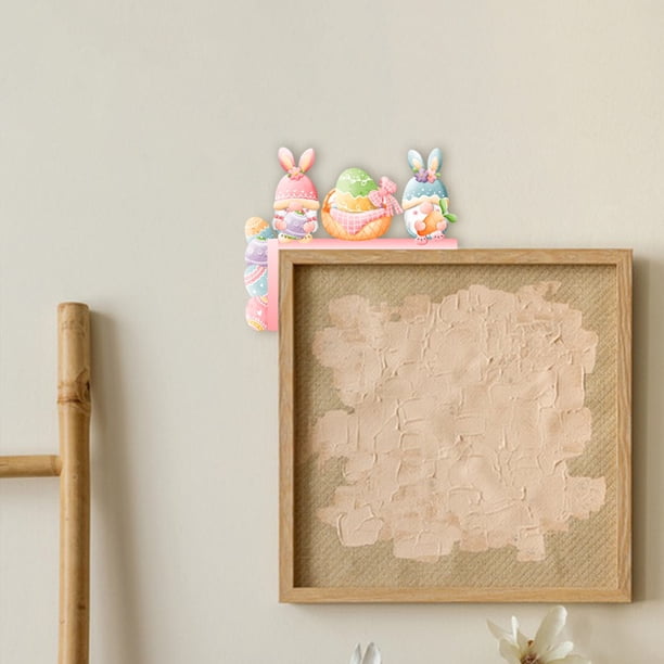 Decoraciones de marco de puerta de esquina de madera de Pascua: cajera personalizada de madera maciza, letrero de pared de Pascua impreso en 3D y decoración colgante exquisita
