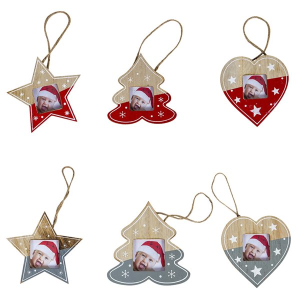 Hanging Wooden Picture Frame with Rope Creative Christmas Tree Hanging