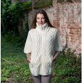 thumbnail image 4 of SAOL Aran Zipper Cardigan Sweater 100% Merino Wool Poncho / Cape Women's High Neck Irish Jacket with Pockets Made in Ireland, 4 of 9
