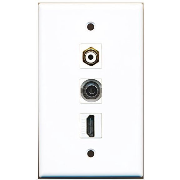 RiteAV - 1 Port HDMI and 1 Port RCA White and 1 Port 3.5mm Wall Plate