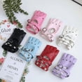 thumbnail image 2 of Guantes de baile de medio dedo para mujer, guantes de cuero con remaches de cadena estilo punk para baile callejero y baile en barra, 2 of 6