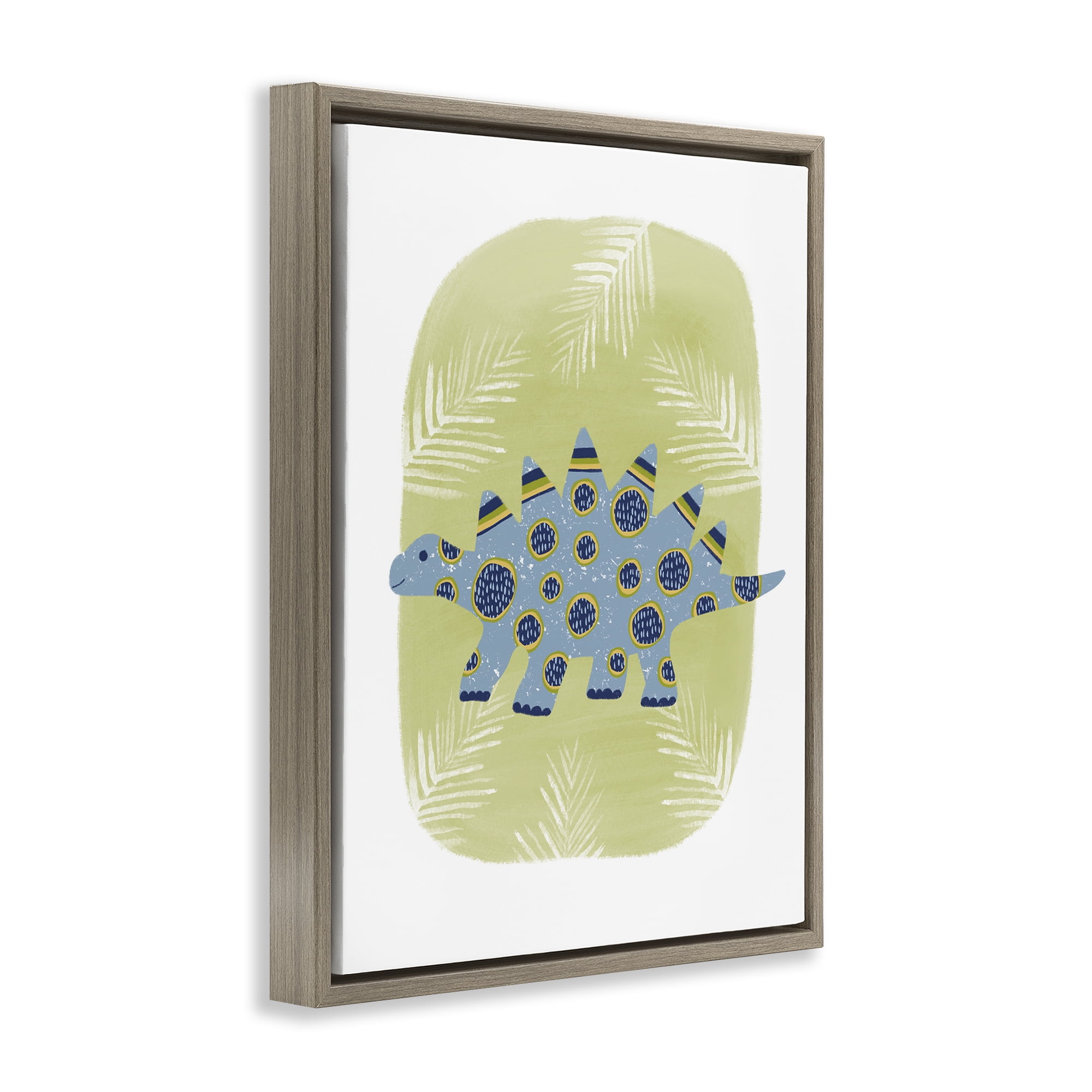 Stupell Industries Stegosaurus with Leaves Animals & Insects Painting Brown Floater Framed Art Print Wall Art, 25 x 31