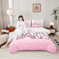 thumbnail image 5 of Homewish Girly Pink Eiffel Tower Bedding Comforter Set, Glitter Diamond Twin Comforter Sets, Couple Anniversary Theme Reversible Bedding Set, Ultra Soft Bedroom Decor, 2 Pieces, 5 of 9