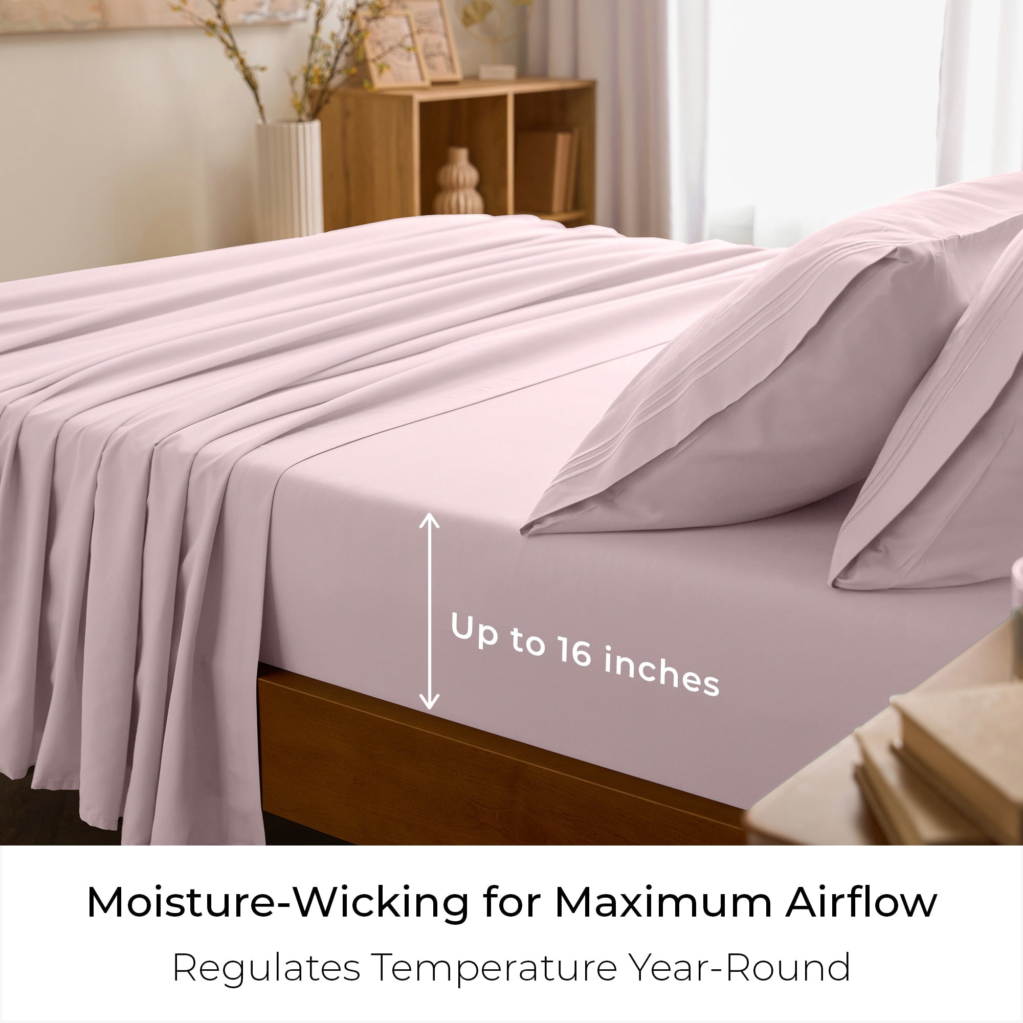Mellanni 4-Piece Iconic California King Bedsheet Set - Microfiber, 16" Deep Pocket, Cooling, Wrinkle, Fade, Stain Resistant, Blush Pink