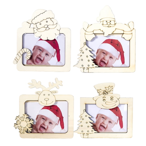 4pcs Chic Christmas Photo Frame Creative Xmas Picture Frame Lovely Family Picture Frame Desktop Decor for Home Bedroom (Random Style)