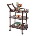 thumbnail image 6 of 3-Tier Rolling Kitchen Trolley Cart Wood PU Storage Drawers Shelves with Wheels, 6 of 16