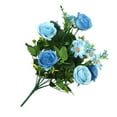 thumbnail image 4 of 10-branch Artificial Rose Bouquet Simulation Floral Decor Wedding Party Cloth Fake Flower, Blue, 4 of 10